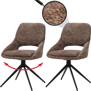 Sada 2 jídelních židlí HWC-N73, kuchyňská židle, otočná s automatickým návratem, látka/textil šenil (490 g/m²) Oeko-Tex hnědá