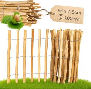 Plot z lískového oříšku PINEEA 100 cm vysoký – 5 m dlouhý dřevěný plot pro zahradu, ochranu rostlin a dekorace – odolný vůči povětrnostním vlivům