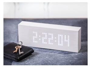 Bílý budík s bílým LED displejem Gingko Message Click Clock