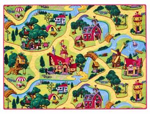 Vopi, Dětský kusový koberec Pohádková vesnice, 160x230, vícebarevná, dětský pokoj