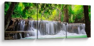 Obraz vodopádu v Kanchanaburi, Thajsko (s hodinami) (90x30 cm)