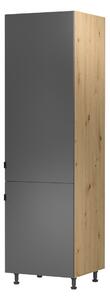Kuchyňská skříňka na vestavěnou ledničku D60ZL Langari (dub artisan + šedá matná) (L). Vlastní profesionální přeprava až k Vám domů 1016896