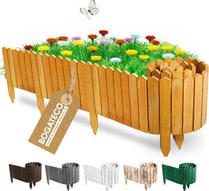 BOGATECO Rollborder dřevěné latě | 30 cm vysoké a 200 cm dlouhé | dřevěný plot | plot z latí ideální jako lemování záhonů | hnědá barva
