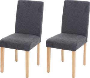 Sada 2 jídelních židlí Kuchyňská židle Littau Textil, antracitově šedá, světlé nohy