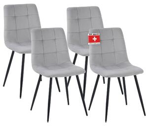 Jídelní židle Albatros sada 4 ks BORA šedá- Pohodlná čalouněná židle pro moderní a stylový design u jídelního stolu - židle do kuchyně nebo jídelny s vysokou nosností až 110 kg