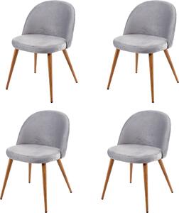 Sada 4 jídelních židlí HWC-D53, židle kuchyňská židle retro design 50. let, samet světle šedá
