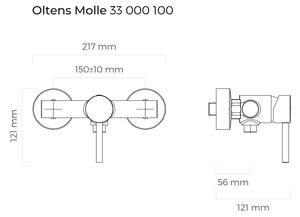Oltens Molle sprchová baterie nastěnná černá 33000300