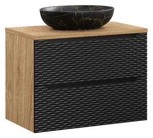 Comad Koupelnová skříňka s deskovým umyvadlem set Ocean Beige 80 černá/dub olejovaný