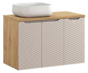 Comad Koupelnová skříňka s deskovým umyvadlem set Ocean Beige II. 90 béžová/dub olejovaný
