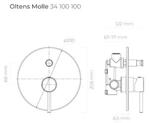 Oltens Molle vanová baterie pod omítku černá 34100300