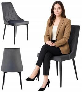 Ekspand | Židle Glamour LR-08 - Velours Grey - Čalouněná - Elegantní design - Vysoce kvalitní čalounění