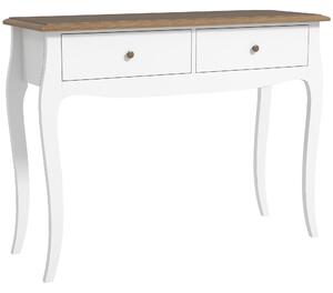 HOMCOM Zrcadlový stolek do předsíně s 2 zásuvkami v francouzském stylu pro chodbu, ložnici a obývací pokoj 100x35x76,5 cm Bílá a tmavě hnědá | Aosom