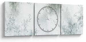 Obraz abstrakce listů (s hodinami) (90x30 cm)