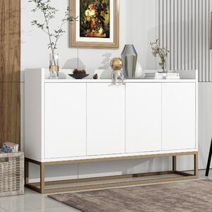 Krásná moderní komoda se 4 dvířky 120 cm, příborník do jídelny, obývacího pokoje, kuchyně - bílá