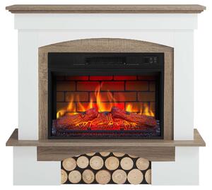 Elektrický krb ArtiFlame Woodley AF23BS bílý/šedý dub – vestavný elektrický krb 1800 W, realistický efekt plamenů s LED diodami, topná funkce, dálkové ovládání