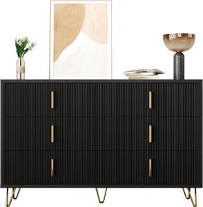 Elegantní příborník v moderním designu, komoda s velkým úložným prostorem a zlatými úchytkami