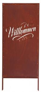 Zahradní Paraván z Ušlechtilé Rzi „Willkommen” 120x50 cm Dekorativní Kryt
