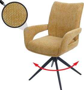 Jídelní židle HWC-O78, kuchyňská židle židle, otočná automatické vrácení, látka/textil žinylka (310g/m²) Oeko-Tex hořčicově žlutá