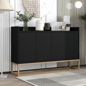 Krásná moderní komoda se 4 dvířky 120 cm s příborníkem do jídelny, obývacího pokoje, kuchyně - černá