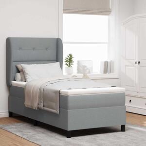 Postel s boxspringem s čelo Světle šedá 80 x 200 cm textil 3340529