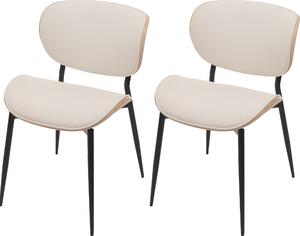 Sada 2 jídelních židlí HWC-O45, židle, imitace ohýbaného dřeva 280g/m² Oeko-Tex přírodní, bílá