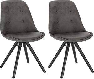 Happyment židle pro návštěvy Cozi - sada 2 židlí Eetkamer - antracitová tkanina - dřevěné nohy - výška 46 cm - Deluxe