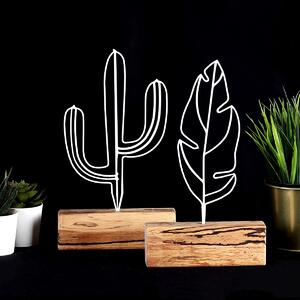 Hanah Home Set kovových dekorací Cactus and Feather 2 ks bílý