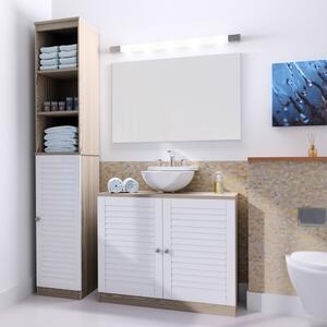 Casaria Koupelnová sestava 2-dílná (vysoká skříň, skříň pod umyvadlo), hnědo-bílá 992290