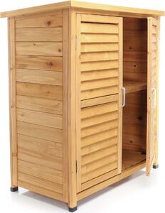 Zahradní kůlna s dvoukřídlými dveřmi 870x465x916 mm poloviční výšky ze smrkového dřeva s jednoplášťovou střechou pro zahradu, terasu a balkon Zahradní kůlna na nářadí Dřevěná kůlna Skříň na nářadí