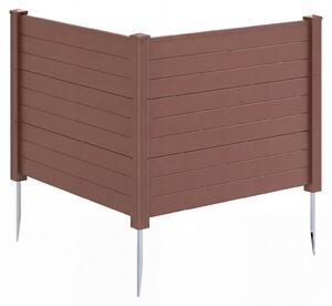 COSTWAY 2dílný zahradní plot 122 x 95 cm, plot se 3 sloupky, samostatně stojící plot z PP a pozinkovaného kovu, zasouvací lamelový plot, hnědý