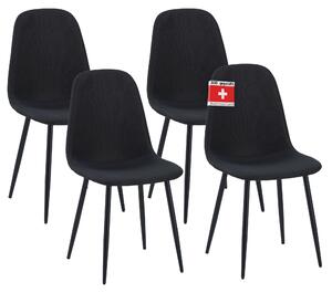 Jídelní židle Albatros BARI s látkovým potahem, sada 4 kusů černá, stylový vintage design, nosnost 110 kg, čalouněná židle - moderní kuchyňská židle