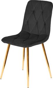 Elegantní jídelní židle sametová béžová s kovovými nohami ve zlaté barvě - čalouněná židle moderní, čalouněná, stabilní, obývací židle do jídelny, kuchyně a domácí kanceláře (černá zlatá)