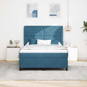 Postel s boxspringem s čelo Tmavě modrá 200 x 140 cm samet 3340878
