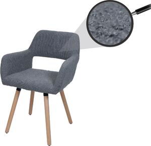 Jídelní židle HWC-A50 II, židle kuchyňská židle čalouněná židle, dřevo tkanina/textil bouclé (450g/m²) tmavě šedá
