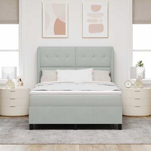 Postel s boxspringem s čelo Světle šedá 200 x 160 cm samet 3340934