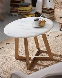 Odkládací stolek z mangového dřeva a mramoru Kave Home Hella