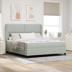 Postel s boxspringem s čelo Světle šedá 200 x 180 cm samet 3340994