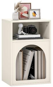 HOMCOM Moderní Noční Stolek Úzký s 2 Otevřenými Přihrádkami a Klenutým Designem pro Obývací Pokoj a Ložnici 40x30x60 cm Krémový | Aosom