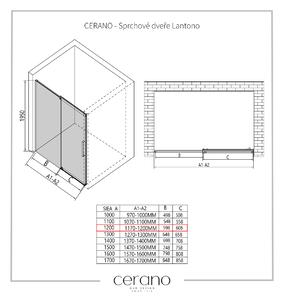 CERANO - Sprchové posuvné dveře Lantono L/P - chrom, transparentní sklo - 120x195 cm