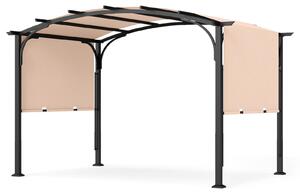 Pergola COSTWAY, altán 3 x 2,4 m s posuvnou střechou, zahradní altán s ochranou proti slunci, ocelový rám, zastřešení terasy