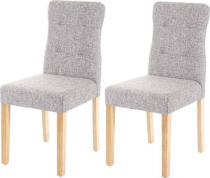 Sada 2 jídelních židlí HWC-E58, jídelní židle látka/textil šedá, světlé nohy