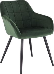 Happyment Chair Nero - Jídelní židle - Tmavě zelený samet - Černé ocelové nohy - 1 kus - Výška sedu 47 cm - Deluxe