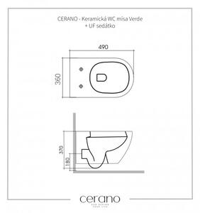 SCHWAB SET WC 199 podomítková nádržka pro zazdění 3/6l, DN110mm + CERANO - WC mísa rimless Verde + UF slim sedátko - černá matná + SCHWAB VELA ovláda…