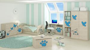 Dětská postel s výřezem PEJSEK - modrá 140x70 cm + matrace ZDARMA