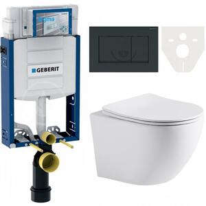 AKCE/SET/LIVERO Geberit - Modul pro závěsné WC s tlačítkem + CERANO - WC mísa rimless Verde + UF slim sedátko - bílá matná + Geberit - Ovládací tlačí…