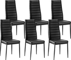 VEVOR moderní jídelní židle (6 ks) elegantní čalouněná kožená židle (nosnost 136 kg) k jídelním stolům, prostorově úsporná židle ke kuchyňskému stolu se silnými polštáři a kovovými nohami, bílá kavárna