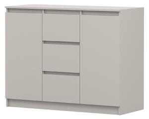Komoda SOLO 2D3S II, ložnice, příborník 120 cm, barva kašmír/kašmír, dvoudveřová, tři zásuvky, bez úchytek