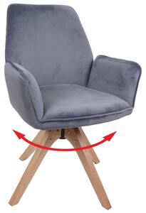 Jídelní židle HWC-G67, židle k jídelnímu stolu, kuchyňská židle, židle s područkami, otočná, dřevo, samet 320 g/m², MVG tmavě šedá