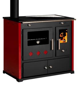 EEK A+ Practik Lux Eco 9,5 kW sporák na dřevo | trouba, sklokeramická deska Bordo vlevo