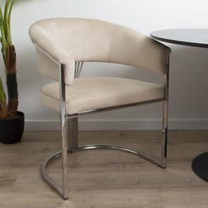 Sametová jídelní židle Milton & Oldbrook Valletta Beige - stříbrná